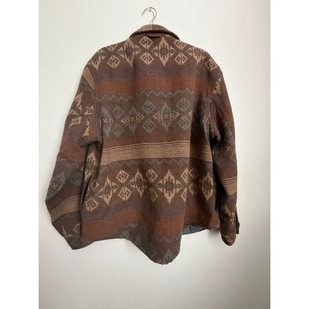 Jachs New York Mens Wool Blend Southwestern Shirt Jacket Brown Geometric Large - Picture 9 of 10